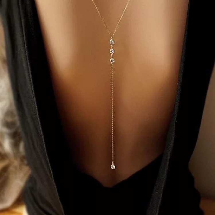 Body Jewelry Necklace - جديد حجر الراين مثير المرأة عودة