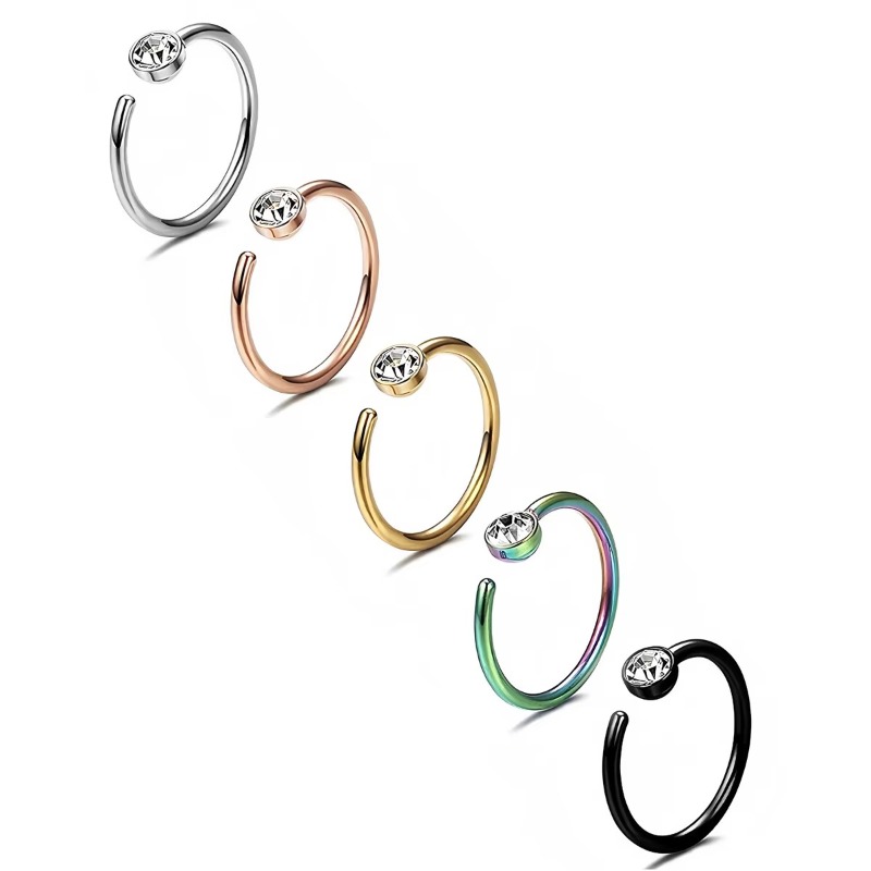 5 قطع، حلقات أنف مقاس 18G، تصم - مراجعة Body Jewelry Surgical Steel وسعره
