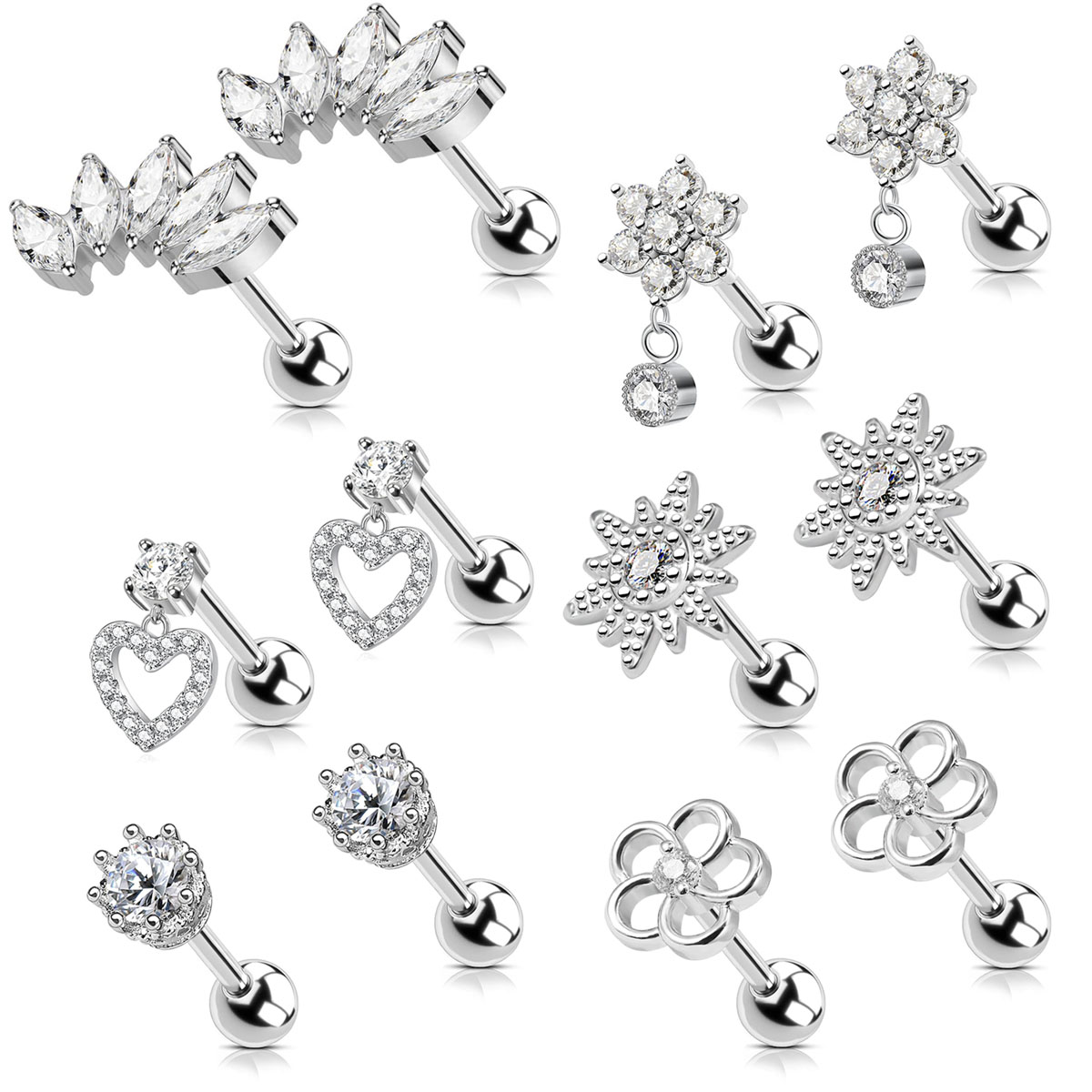 2 قطعة أقراط الغضروف مسمار للن - مراجعة Body Jewelry Surgical Steel وسعره